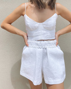 OAK THE LABEL Brec Linen Shorts - WHITE