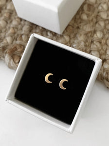 THE LITTL Moon Stud Earrings - YELLOW GOLD