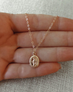 THE LITTL Small Miraculous Medal Necklace - YELLOW GOLD